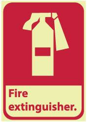 AccuformNMC Fire Extinguisher, Pressure Sensitive Vinyl Fire Sign 7" Wide x 10" High, Glow-in-the-Dark GFGA3P - 62202601