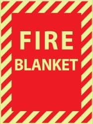 AccuformNMC Fire Blanket, Plastic Fire Sign 9" Wide x 12" High, Glow-in-the-Dark GL147R - 62202825