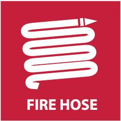 AccuformNMC Fire Hose, Pressure Sensitive Vinyl Fire Sign 7" Wide x 7" High, Glow-in-the-Dark GL150P - 62202874