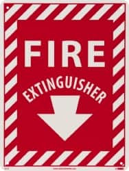 AccuformNMC Fire Extinguisher, Rigid Plastic Fire Sign 9" Wide x 12" High, Glow-in-the-Dark GL10R - 63374219
