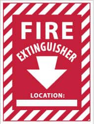 AccuformNMC Fire Extinguisher Location: , Pressure Sensitive Vinyl Fire Sign 9" Wide x 12" High FXPSELP - 74737834