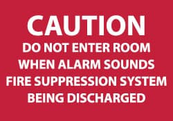 AccuformNMC Caution - Do Not Enter Room When Alarm Sounds - Fire Suppression System Being Discharged, Plastic Fire Sign 10" Wide x 7" High M95R - 74761750