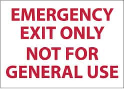 AccuformNMC Emergency Exit Only Not for General Use, Pressure Sensitive Vinyl Exit Sign 14" Wide x 10" High M45PB - 74987199