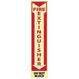 AccuformNMC Fire Extinguisher - Do Not Block, Pressure Sensitive Vinyl Fire Sign 4" Wide x 18" High, Glow-in-the-Dark GL200P - 79615837