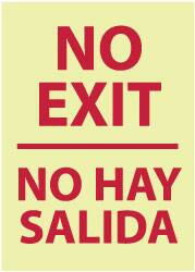 AccuformNMC No Exit, Plastic Exit Sign 14" Wide x 20" High, English/Spanish, Glow-in-the-Dark GL64RC - 83734517