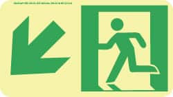 AccuformNMC Down Left Arrow, Left Side Stick Figure in Doorway (Graphic), Polyester Exit Sign 8" Wide x 4-1/2" High, Glow-in-the-Dark 50F-1SN-DL - 86710399