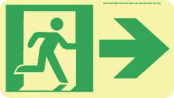 AccuformNMC Right Arrow, Right Side Stick Figure in Doorway (Graphic), Polyester Exit Sign 8" Wide x 4-1/2" High, Glow-in-the-Dark 50F-1SN-R - 86710431