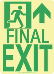 AccuformNMC Final Exit, Polyester Exit Sign 8" Wide x 11" High, Glow-in-the-Dark 50F-3SN-R - 86710571