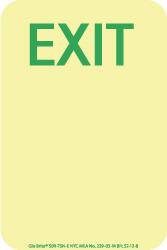 AccuformNMC Exit, Polyester Exit Sign 4" Wide x 6" High, Glow-in-the-Dark 50F-7SN-E - 86710886