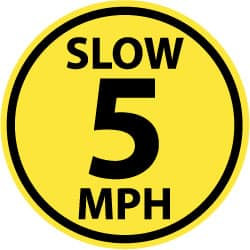 AccuformNMC "Slow 5 MPH" Adhesive-Backed Floor Sign Round, Black on Yellow, Use for Security & Admittance WFS33 - 08512949