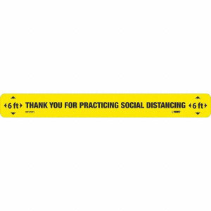 AccuformNMC "Thank You for Practicting Social Distancing" Adhesive-Backed Floor Sign Rectangle, Black on Yellow, Use for Exit, Entrance & Directional WFS78YL10 - 13346291