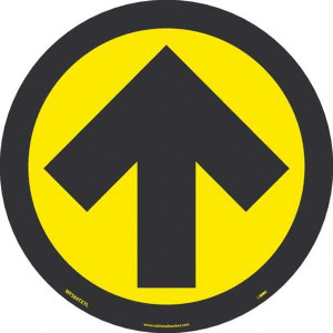 AccuformNMC "Blank" Adhesive-Backed Floor Sign Round, Black on Yellow, Use for Exit, Entrance & Directional WFS84TXYL - 13346473