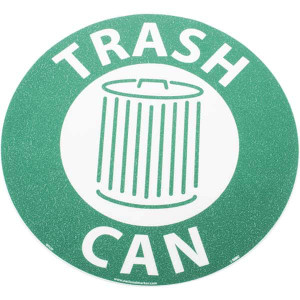 AccuformNMC "Trash Can" Adhesive-Backed Floor Sign Round, Green, Use for Restroom, Janitorial & Housekeeping WFS37 - 87162335