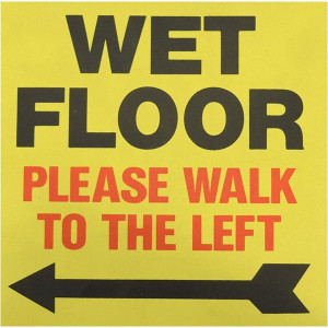 PRO-SAFE Caution Wet Floor, 8" Wide x 8" High, Polypropylene Square Floor Sign English, Black & Red on Yellow, For Restroom, Janitorial & Housekeeping 03-600-25 - 31476641