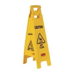 Rubbermaid Caution - Wet Floor, 12" Wide x 37" High, Plastic Floor Sign A-Frame, Black on Yellow, For Accident Prevention FG611477YEL - 09308685