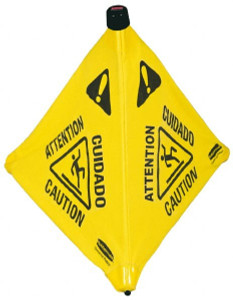 Rubbermaid Caution, 21" Wide x 20" High, Plastic Floor Sign POP-UP, Black on Yellow, For Accident Prevention FG9S0000YEL - 86278371