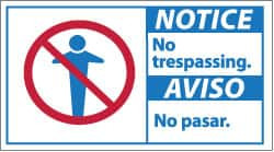 AccuformNMC "Notice - No Trespassing", 10" Long x 18" Wide, Pressure-Sensitive Vinyl Safety Sign Rectangle, 0.004" Thick, Use for Security & Admittance NBA5P - 00504712
