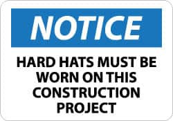 AccuformNMC "Notice - Hard Hats Must Be Worn on This Construction Project", 10" Long x 14" Wide, Pressure-Sensitive Vinyl Safety Sign Rectangle, 0.004" Thick, Use for Accident Prevention N283PB - 00807255
