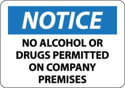 AccuformNMC "Notice - No Alcohol or Drugs Permitted on Company Premises", 14" Long x 20" Wide, Aluminum Safety Sign Rectangle, 0.04" Thick, Use for Accident Prevention N165AC - 01003391