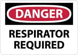 AccuformNMC "Danger - Respirator Required", 7" Long x 10" Wide, Rigid Plastic Safety Sign Rectangle, 0.05" Thick, Use for Accident Prevention D464R - 01143155