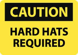 AccuformNMC "Caution - Hard Hats Required", 10" Long x 14" Wide, Rigid Plastic Safety Sign Rectangle, 0.05" Thick, Use for Accident Prevention C391RB - 01144591