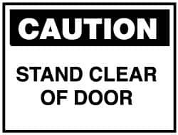 AccuformNMC "Caution - Stand Clear of Door", 10" Long x 14" Wide, Pressure-Sensitive Vinyl Safety Sign Rectangle, 0.004" Thick, Use for Accident Prevention C399PB - 01144724