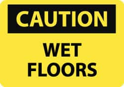 AccuformNMC "Caution - Wet Floors", 10" Long x 14" Wide, Aluminum Safety Sign Rectangle, 0.04" Thick, Use for Restroom, Janitorial & Housekeeping C408AB - 01145283