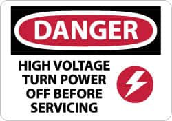 AccuformNMC "Danger - High Voltage - Turn Power Off Before Servicing", 10" Long x 14" Wide, Aluminum Safety Sign Rectangle, 0.04" Thick, Use for Accident Prevention D555AB - 02158384