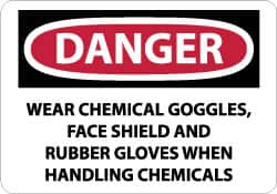 AccuformNMC "Danger - Wear Chemical Goggles, Face Shield and Rubber Gloves When Handling Chemicals", 10" Long x 14" Wide, Aluminum Safety Sign Rectangle, 0.04" Thick, Use for Accident Prevention D625AB - 02159085