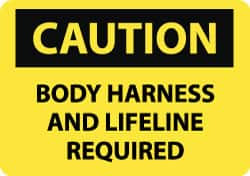 AccuformNMC "Caution - Body Harness and Lifeline Required", 10" Long x 14" Wide, Rigid Plastic Safety Sign Rectangle, 0.05" Thick, Use for Accident Prevention C423RB - 03940129