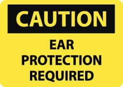 AccuformNMC "Caution - Ear Protection Required", 10" Long x 14" Wide, Rigid Plastic Safety Sign Rectangle, 0.05" Thick, Use for Accident Prevention C472RB - 03940608