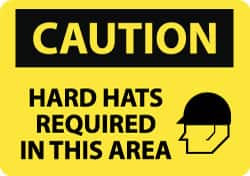 AccuformNMC "Caution - Hard Hats Required in This Area", 10" Long x 14" Wide, Rigid Plastic Safety Sign Rectangle, 0.05" Thick, Use for Accident Prevention C507RB - 03940954