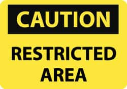 AccuformNMC "Caution - Restricted Area", 10" Long x 14" Wide, Rigid Plastic Safety Sign Rectangle, 0.05" Thick, Use for Security & Admittance C597RB - 03941820