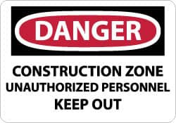 AccuformNMC "Danger - Construction Site - Unauthorized Persons - Keep Out", 20" Long x 28" Wide, Rigid Plastic Safety Sign Rectangle, 0.05" Thick, Use for Security & Admittance D493RD - 03942695