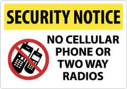 AccuformNMC "Security Notice - No Cellular Phone or Two Way Radios", 14" Long x 20" Wide, Rigid Plastic Safety Sign Rectangle, 0.05" Thick, Use for Security & Admittance SN21RC - 03942844
