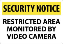 AccuformNMC "Security Notice - Restricted Area Monitored by Video Camera", 14" Long x 20" Wide, Rigid Plastic Safety Sign Rectangle, 0.05" Thick, Use for Security & Admittance SN29RC - 03942927