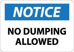 AccuformNMC "Notice - No Dumping Allowed", 10" Long x 14" Wide, Pressure-Sensitive Vinyl Safety Sign Rectangle, 0.004" Thick, Use for Security & Admittance N305PB - 04773644