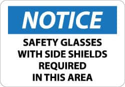 AccuformNMC "Notice - Safety Glasses with Side Shields Required in This Area", 10" Long x 14" Wide, Pressure-Sensitive Vinyl Safety Sign Rectangle, 0.004" Thick, Use for Accident Prevention N339PB - 04773990