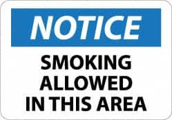 AccuformNMC "Notice - Smoking Allowed in This Area", 10" Long x 14" Wide, Pressure-Sensitive Vinyl Safety Sign Rectangle, 0.004" Thick, Use for Security & Admittance N344PB - 04774048