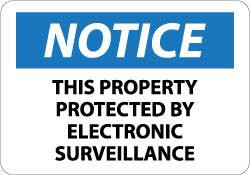 AccuformNMC "Notice - This Property Protected by Electronic Surveillance", 10" Long x 14" Wide, Pressure-Sensitive Vinyl Safety Sign Rectangle, 0.004" Thick, Use for Security & Admittance N353PB - 04774139