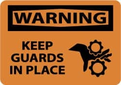 AccuformNMC "Warning - Keep Guards in Place", 10" Long x 14" Wide, Pressure-Sensitive Vinyl Safety Sign Rectangle, 0.004" Thick, Use for Security & Admittance W450PB - 04774642