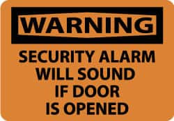 AccuformNMC "Warning - Security Alarm Will Sound If Door Is Opened", 10" Long x 14" Wide, Pressure-Sensitive Vinyl Safety Sign Rectangle, 0.004" Thick, Use for Security & Admittance W463PB - 04774774