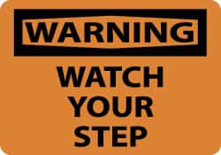 AccuformNMC "Warning - Watch Your Step", 10" Long x 14" Wide, Pressure-Sensitive Vinyl Safety Sign Rectangle, 0.004" Thick, Use for Accident Prevention W466PB - 04774808