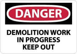 AccuformNMC "Danger - Demolition Work in Progress - Keep Out", 10" Long x 14" Wide, Pressure-Sensitive Vinyl Safety Sign Rectangle, 0.004" Thick, Use for Accident Prevention D496PB - 04776639