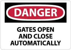 AccuformNMC "Danger - Gates Open and Close Automatically", 10" Long x 14" Wide, Pressure-Sensitive Vinyl Safety Sign Rectangle, 0.004" Thick, Use for Accident Prevention D542PB - 04777090