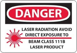 AccuformNMC "Danger - Laser Radiation - Avoid Direct Exposure to Beam - Class 111b Laser Product", 10" Long x 14" Wide, Pressure-Sensitive Vinyl Safety Sign Rectangle, 0.004" Thick, Use for Accident Prevention D571PB - 04901542