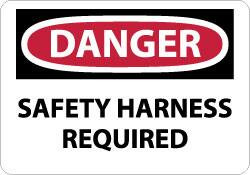 AccuformNMC "Danger - Safety Harness Required", 10" Long x 14" Wide, Pressure-Sensitive Vinyl Safety Sign Rectangle, 0.004" Thick, Use for Accident Prevention D612PB - 04901963