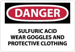AccuformNMC "Danger - Sulfuric Acid - Wear Goggles and Protective Clothing", 10" Long x 14" Wide, Pressure-Sensitive Vinyl Safety Sign Rectangle, 0.004" Thick, Use for Accident Prevention D616PB - 04902003