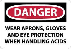 AccuformNMC "Danger - Wear Aprons, Gloves and Eye Protection When Handling Acids", 10" Long x 14" Wide, Pressure-Sensitive Vinyl Safety Sign Rectangle, 0.004" Thick, Use for Accident Prevention D624PB - 04902086