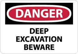 AccuformNMC "Danger - Deep Excavation - Beware", 14" Long x 20" Wide, Aluminum Safety Sign Rectangle, 0.04" Thick, Use for Accident Prevention D256AC - 04902185